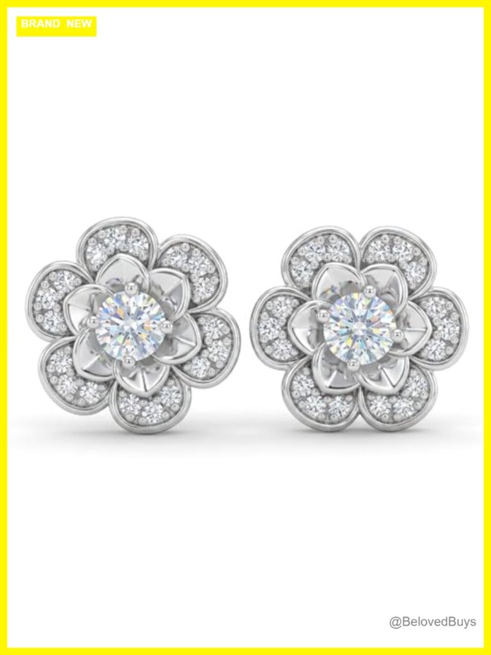 Heart Star Butterfly Flower Diamond Stud Earrings 925 Sterling Silver VS1 Lab